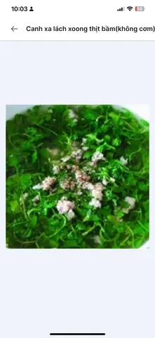Hình ảnh Canh xa lách xoong thịt bầm (ko cơm)