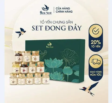 Hình ảnh Set 12 hũ yến sào chưng sẵn mix 12 vị Khánh Hòa thượng hạng 20%, hương vị tự nhiên hấp tiệt trùng loại bỏ vi khuẩn SEN NEST