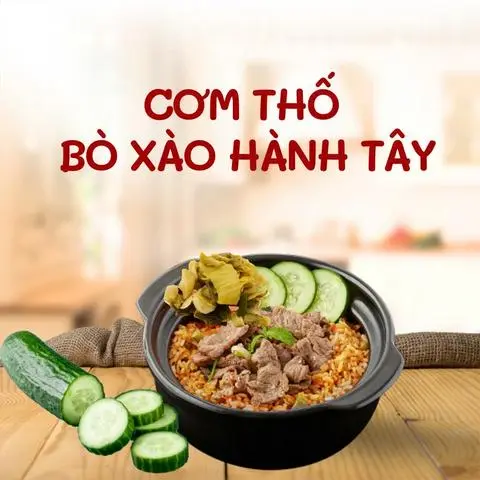 Hình ảnh Cơm Thố Bò Xào Hành Tây