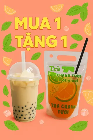 Hình ảnh Mua 1 tặng 1 - Mua trà sữa tặng trà chanh