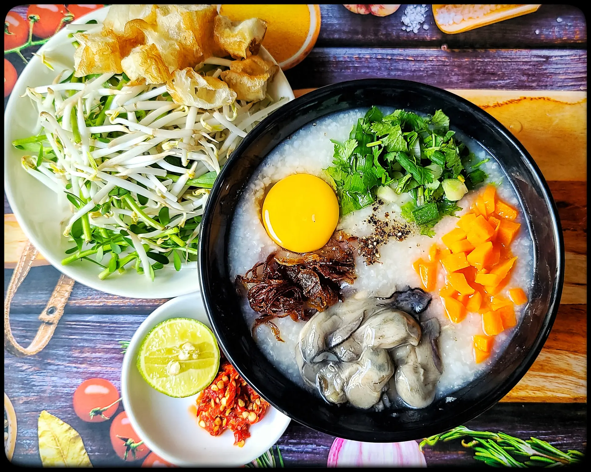 Hình ảnh Cháo hàu tô lớn + trứng