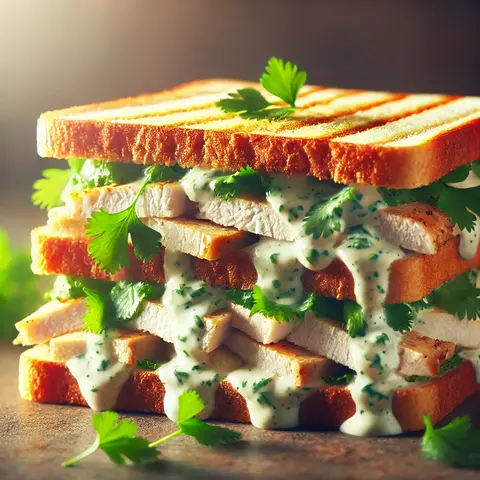 Hình ảnh Sandwich Gà Filet Chiên Xù sốt Kem Rau Mùi 2 tầng