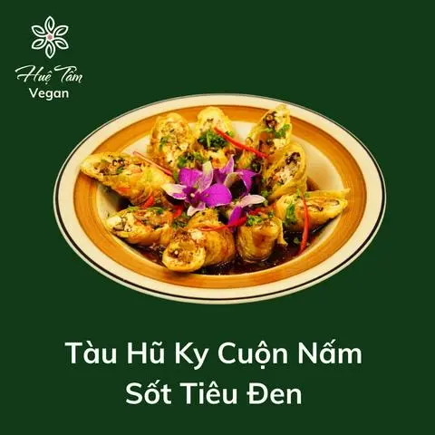 Hình ảnh Tàu Hũ Ky Cuộn Nấm Sốt Tiêu Đen