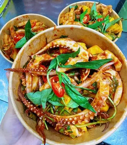 Hình ảnh râu mực sốt thái - phần nhỏ 
