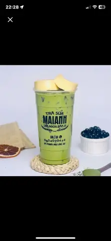 Hình ảnh Trà sữa Thái xanh bánh flan
