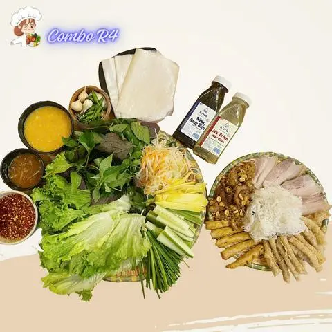 Hình ảnh R4. Mẹt Nem + Thịt Luộc + Nướng (3 Người Kèm Bún) + 2 Nước Tự Chọn