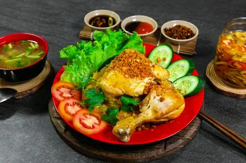 Hình ảnh Cơm gà mắm tỏi - đùi góc tư
