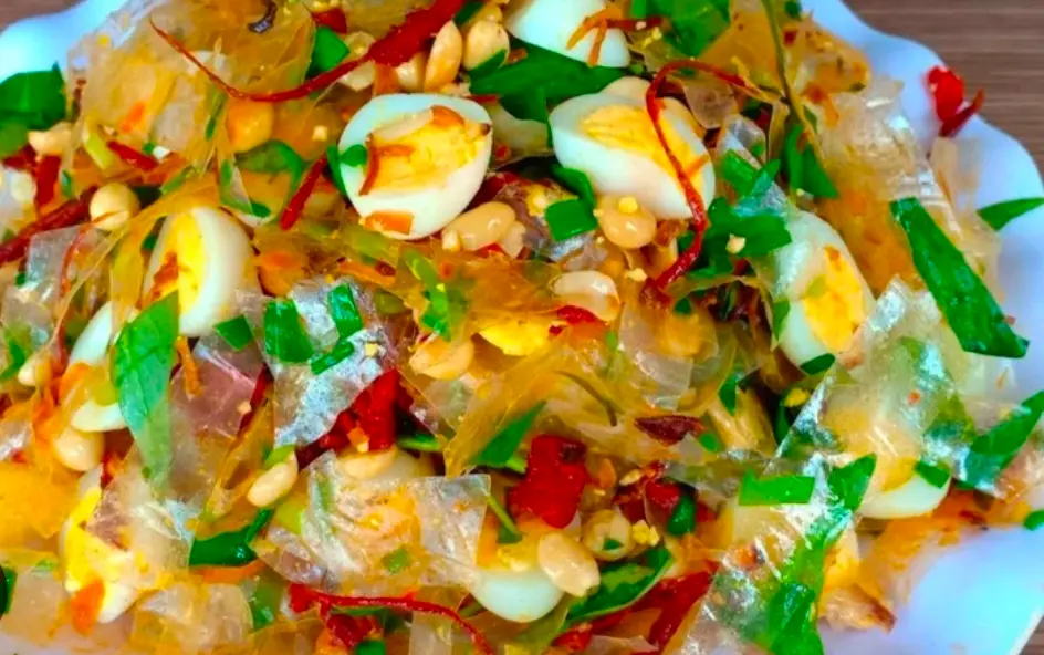 Hình ảnh Bánh tráng phơi sương trộn đầy đủ