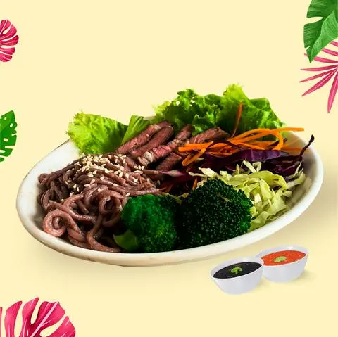 Hình ảnh Bún gạo lứt bò nướng + xốt bún trộn