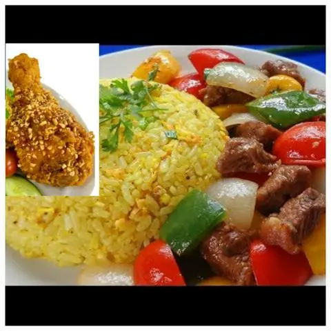 Hình ảnh Combo cơm bò lúc lắc + đùi tỏi nhỏ