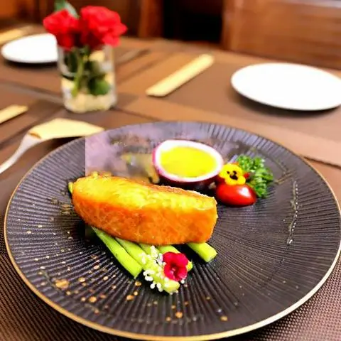 Hình ảnh Cá hồi áp chảo sốt chanh dây