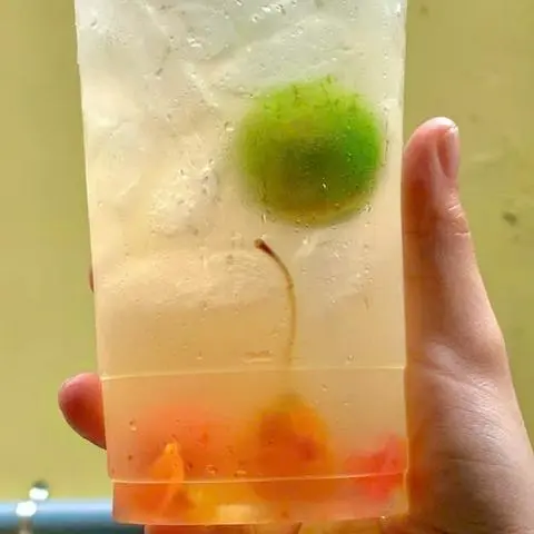 Hình ảnh trà hạnh phúc + ( topping ngũ vị)