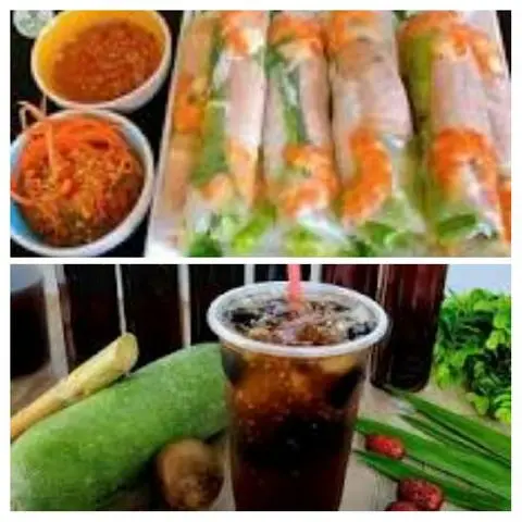 Hình ảnh Combo 4 cuốn tôm thịt (chấm tương)+1 sâm bí đao (khổng lồ)