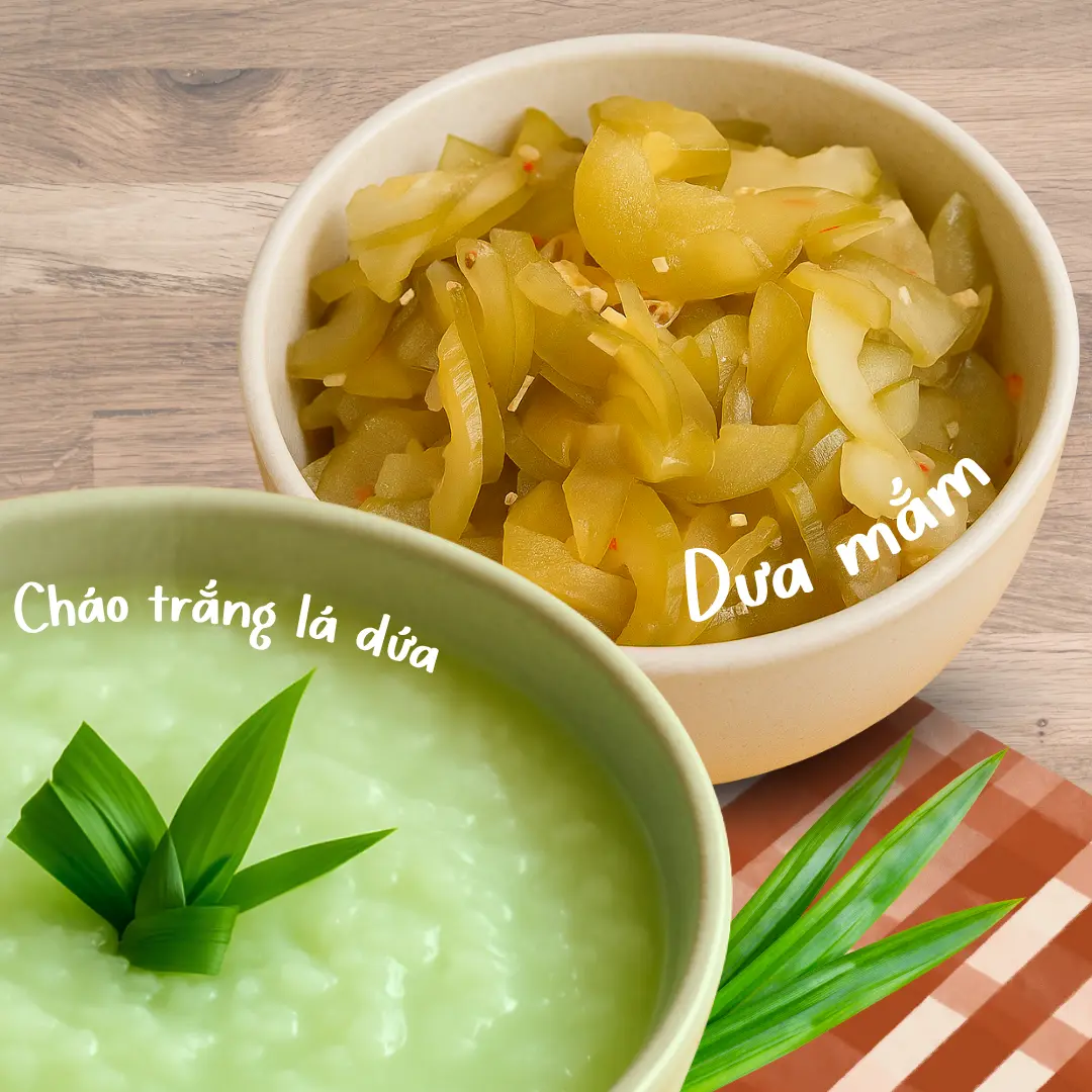 Hình ảnh  Cháo Trắng Lá Dứa + Dưa Mắm