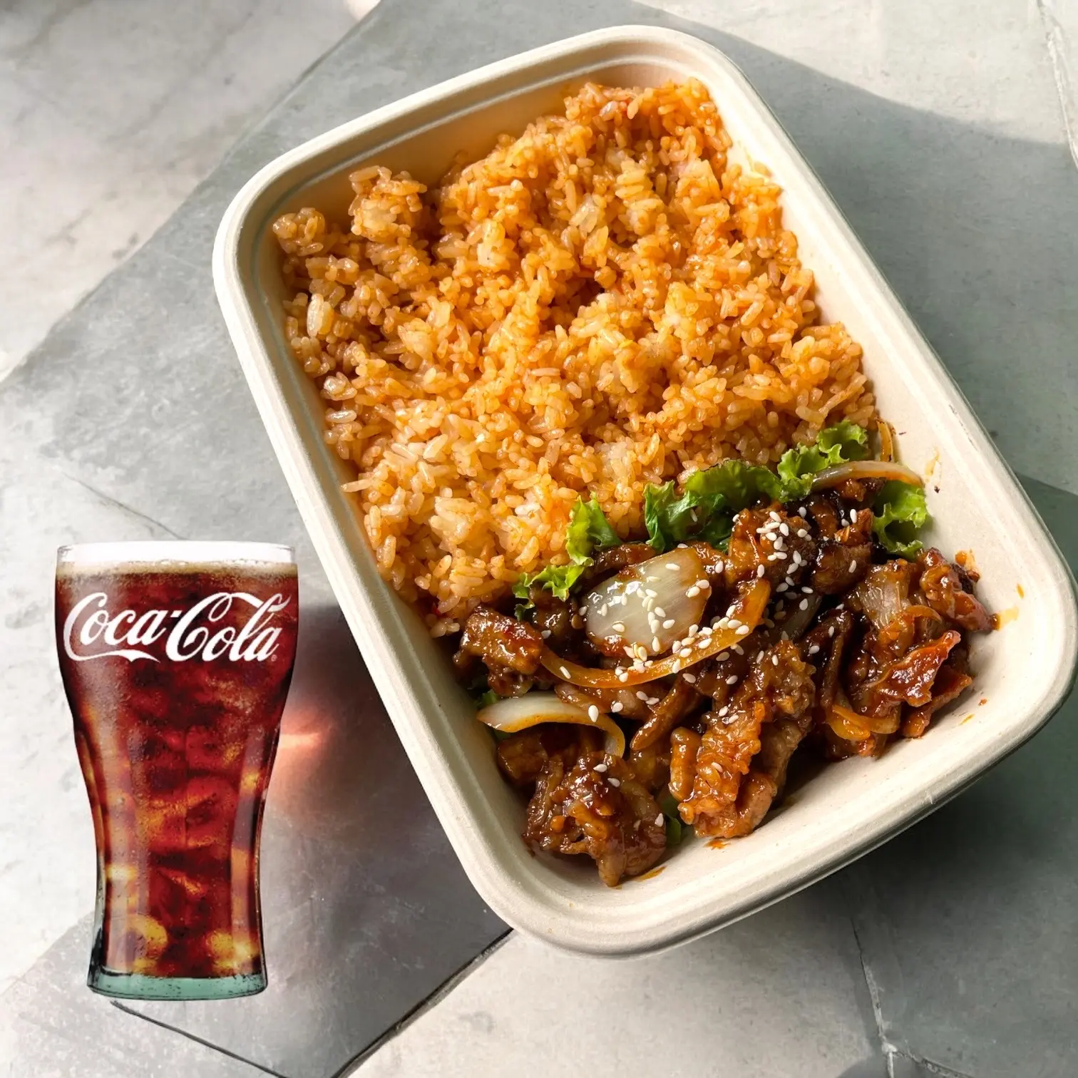 Hình ảnh Rice beef spicy korea sauce & Coke/Cơm trộn thịt Bò sốt cay HQ - Sprite / Coke
