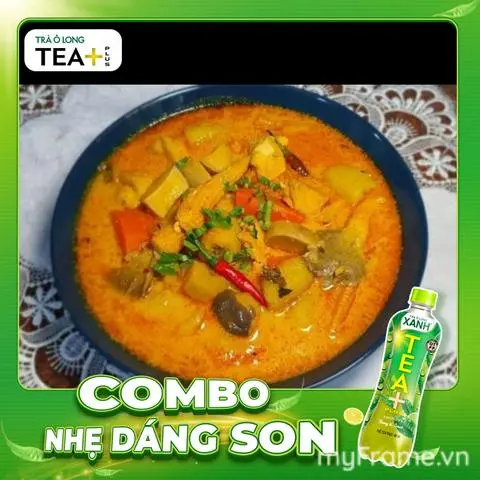 Hình ảnh combo cari bánh mì + Olong xanh 