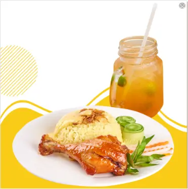 Hình ảnh Combo cơm gà nướng - trà đào tắc