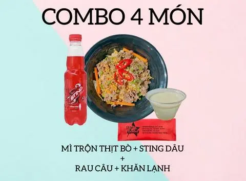 Hình ảnh CB Mì trộn thịt bò+ Sting dâu+ Rau câu+Khăn lạnh