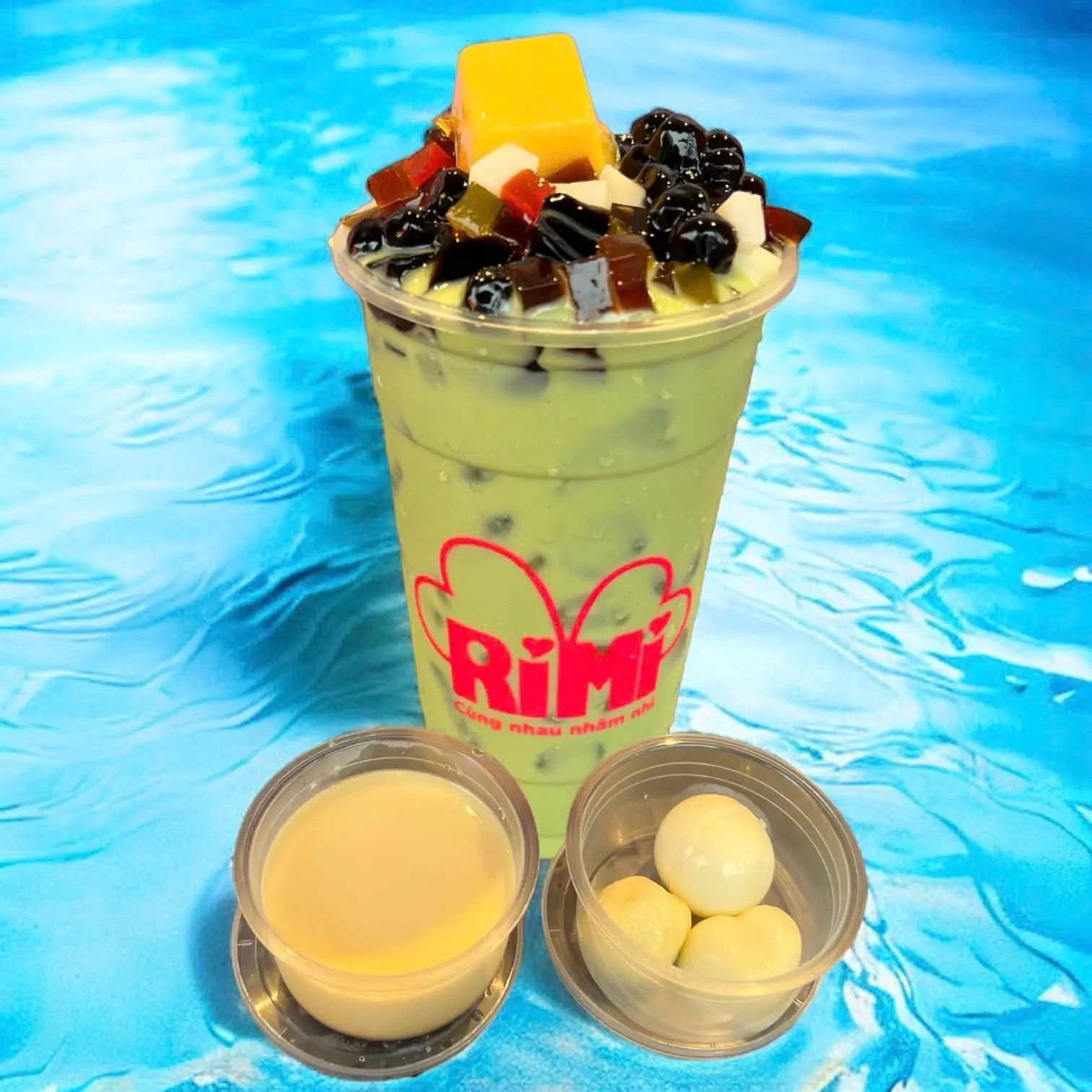 Hình ảnh Trà sữa Thái xanh full topping