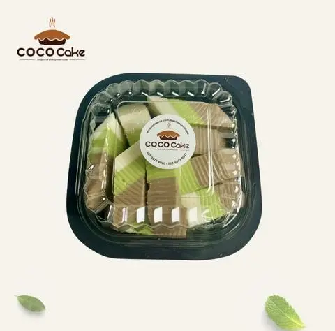 Hình ảnh Rau câu cacao sữa dừa lá dứa cắt sẵn 200g
