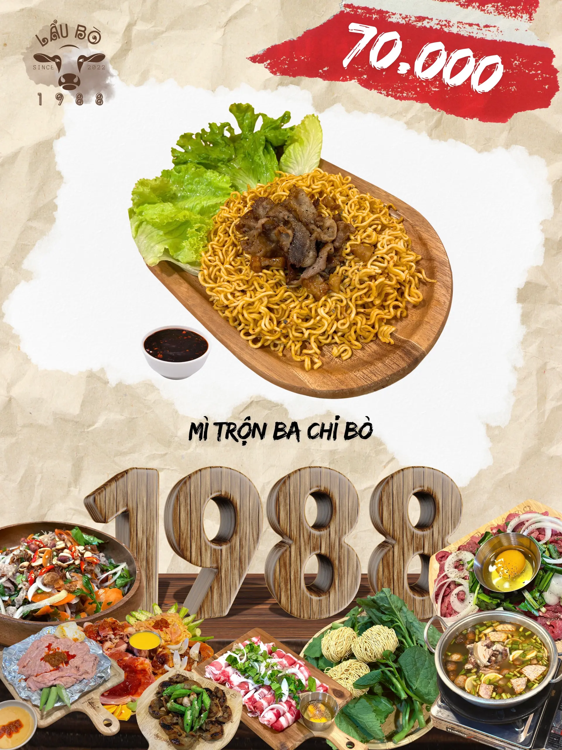 Hình ảnh Mì trộn ba chỉ bò