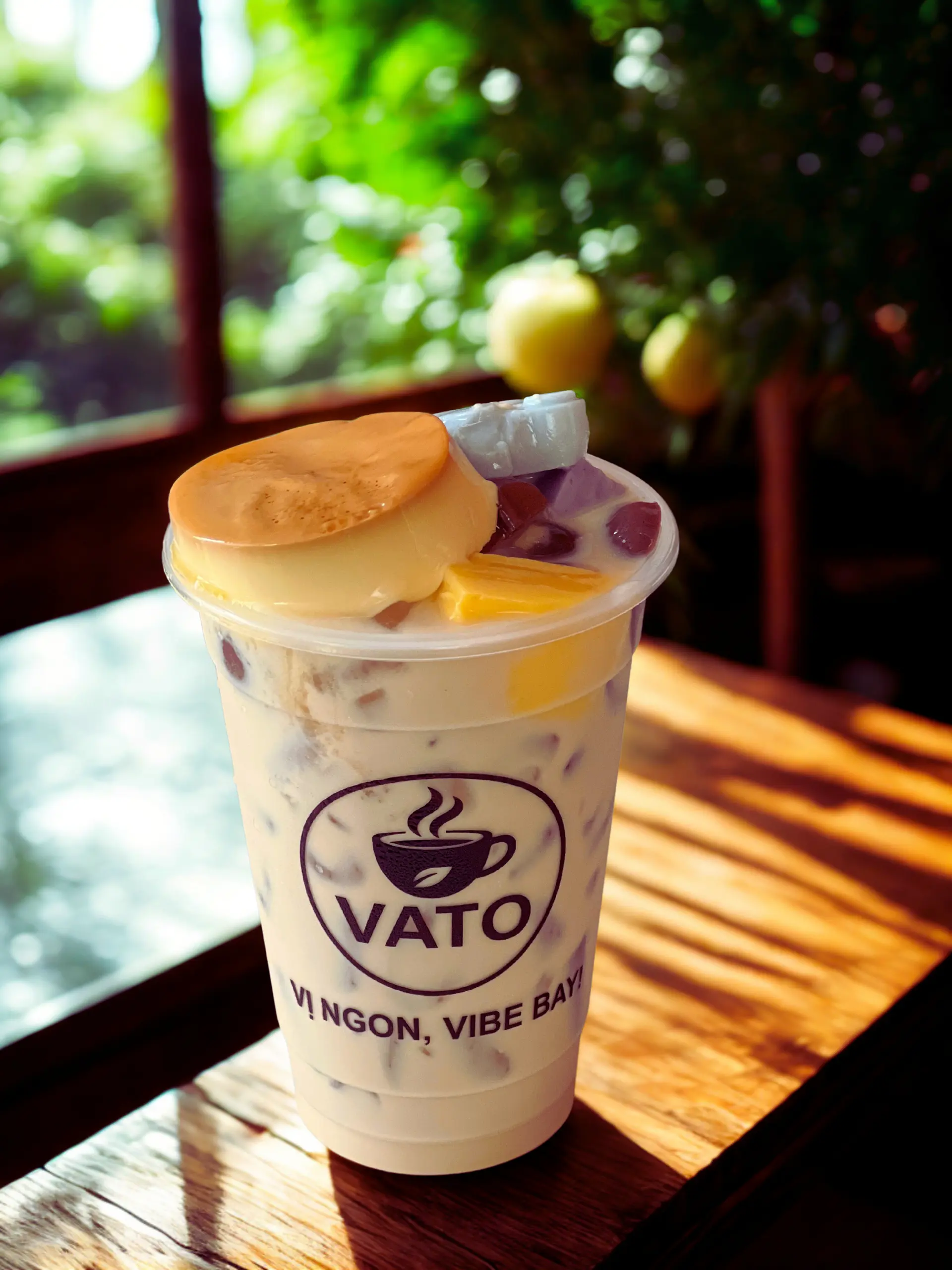 Hình ảnh Trà sữa truyền thống Vato full topping + Bánh Flan