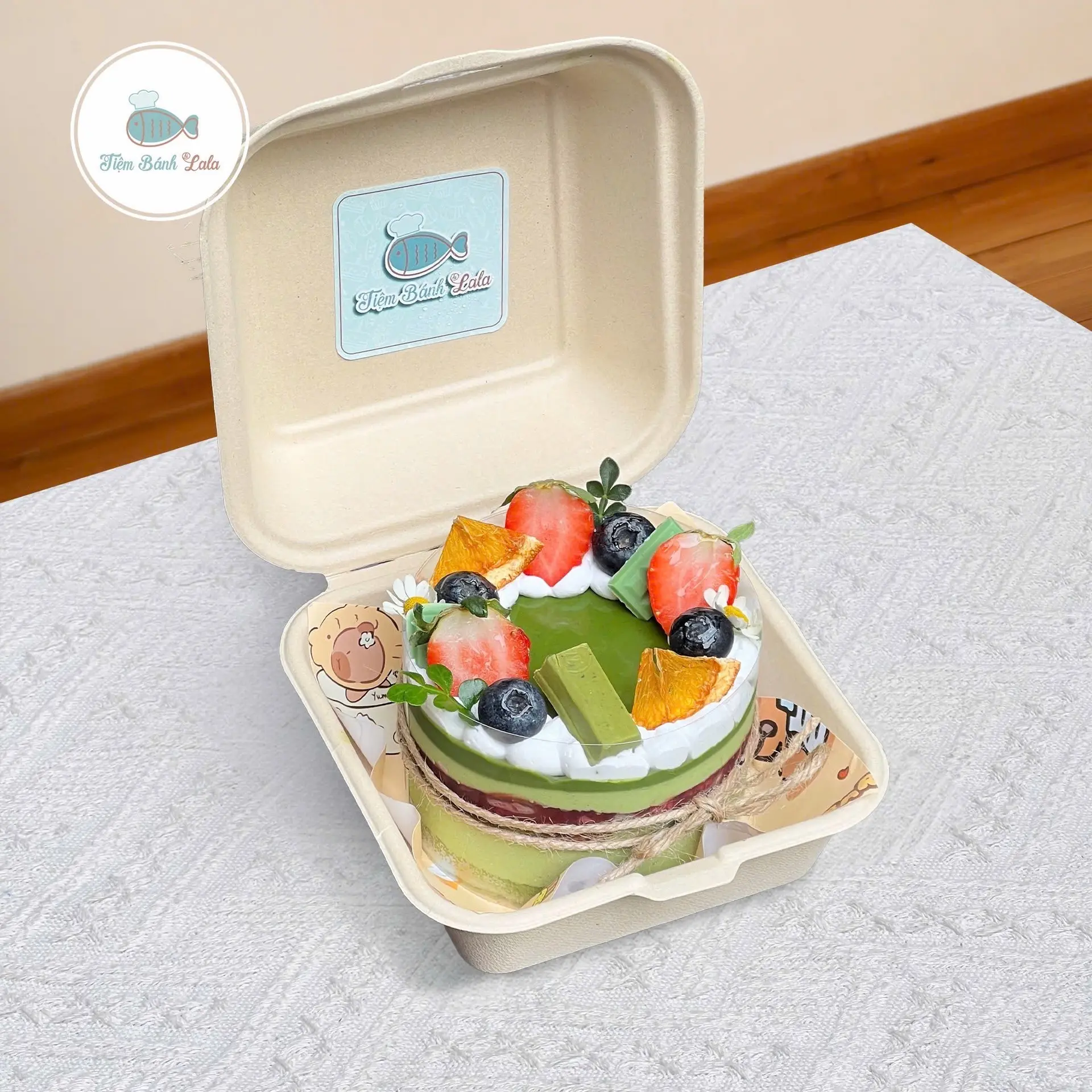 Hình ảnh Bánh Matcha Mousse 10cm (hộp bã mía)