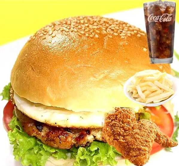 Hình ảnh Combo Hamburger Gà Trứng + Cánh Gà + Khoai + Coca