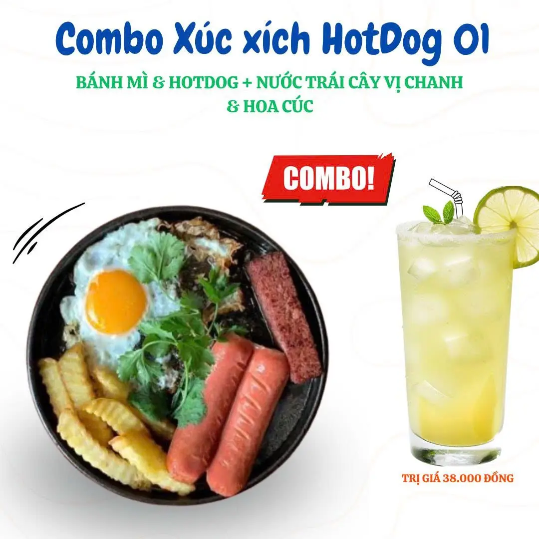 Hình ảnh Combo tặng kèm nước: Bánh mì trứng và hotdog (Trứng và Hotdog chiên kiểu Đức)