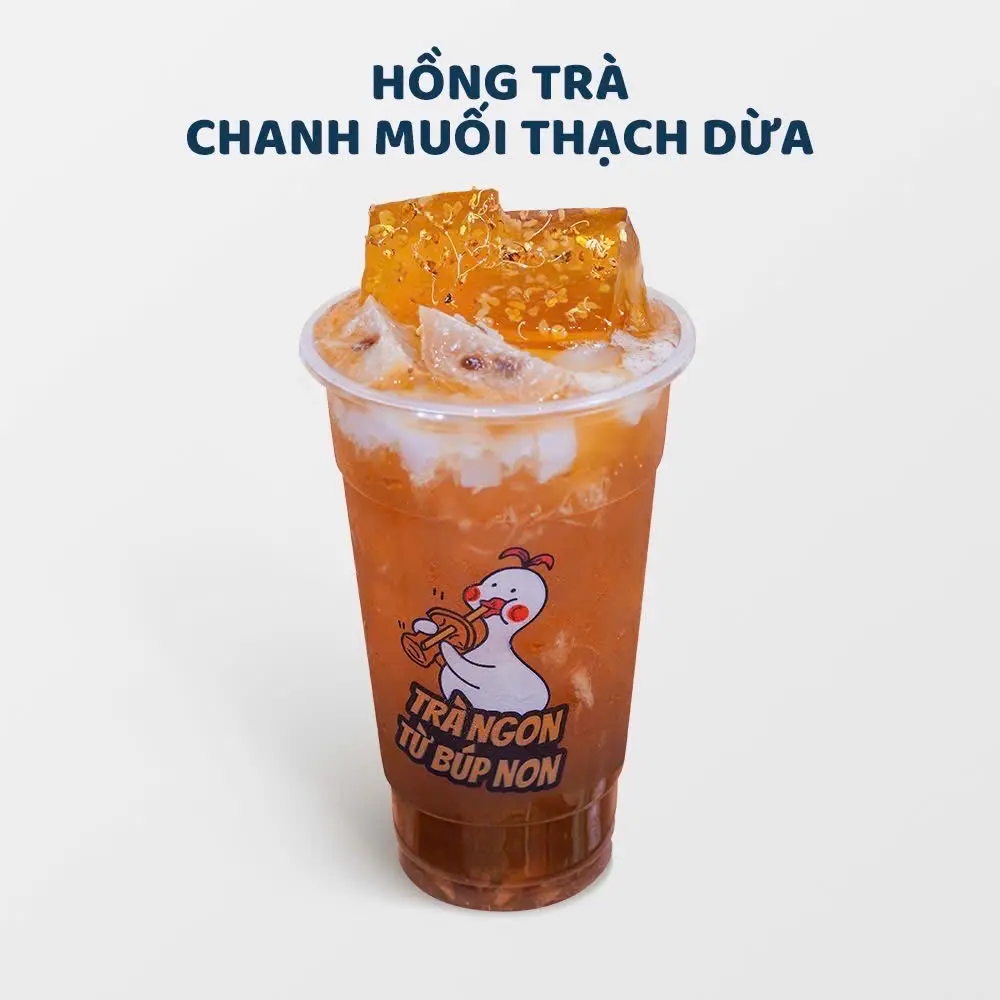 Hình ảnh Hồng trà chanh muối thạch dừa