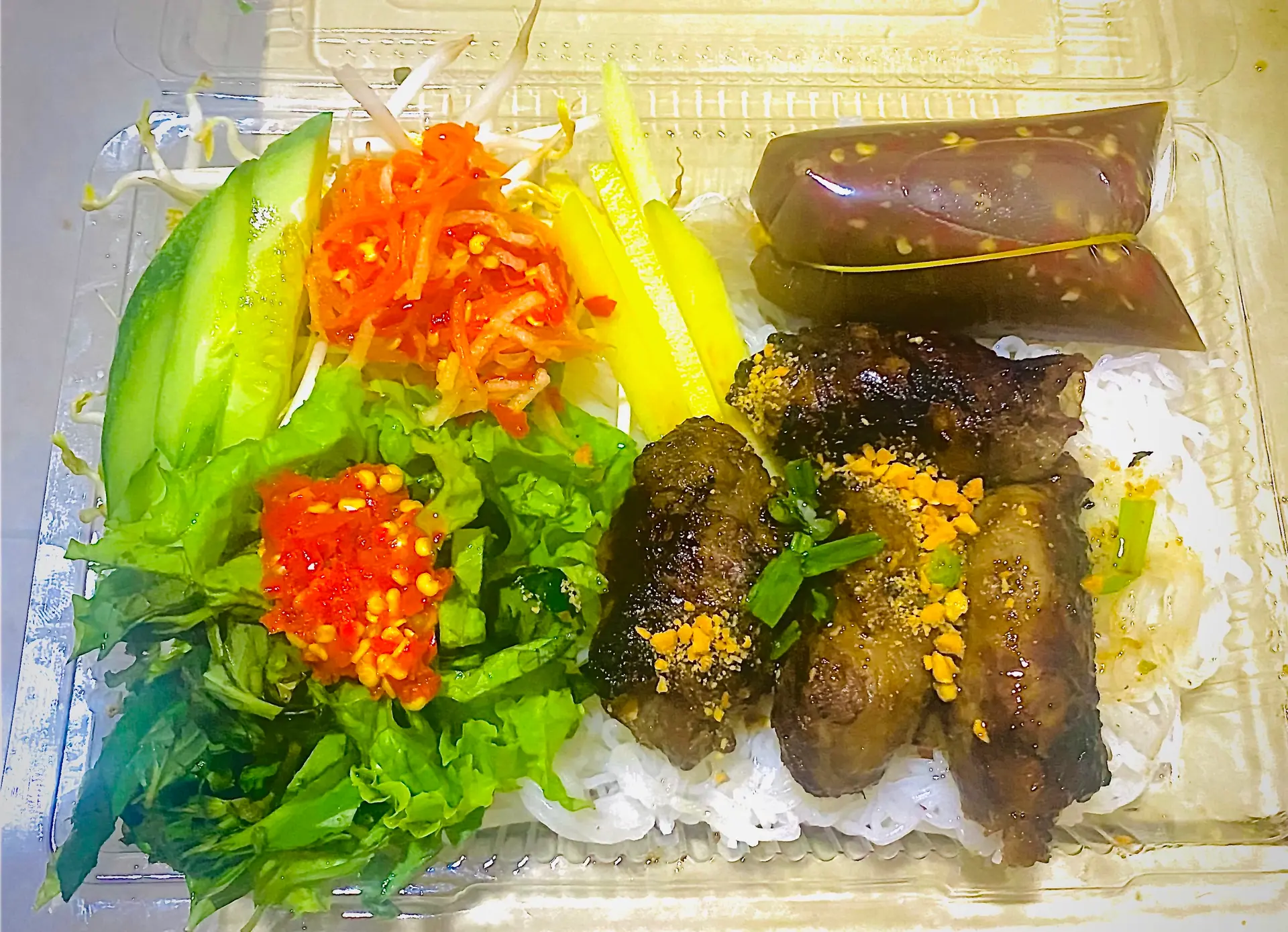 Hình ảnh Bún Bò Mỡ Chài Nướng Mắm Nêm