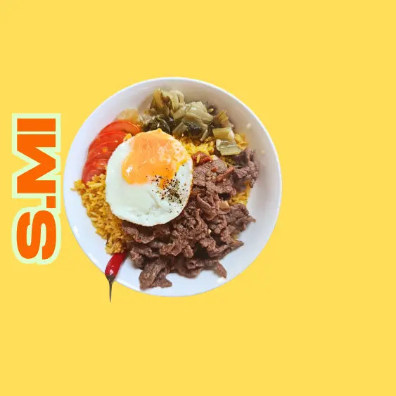 Hình ảnh cơm bò xào dưa cải chua
