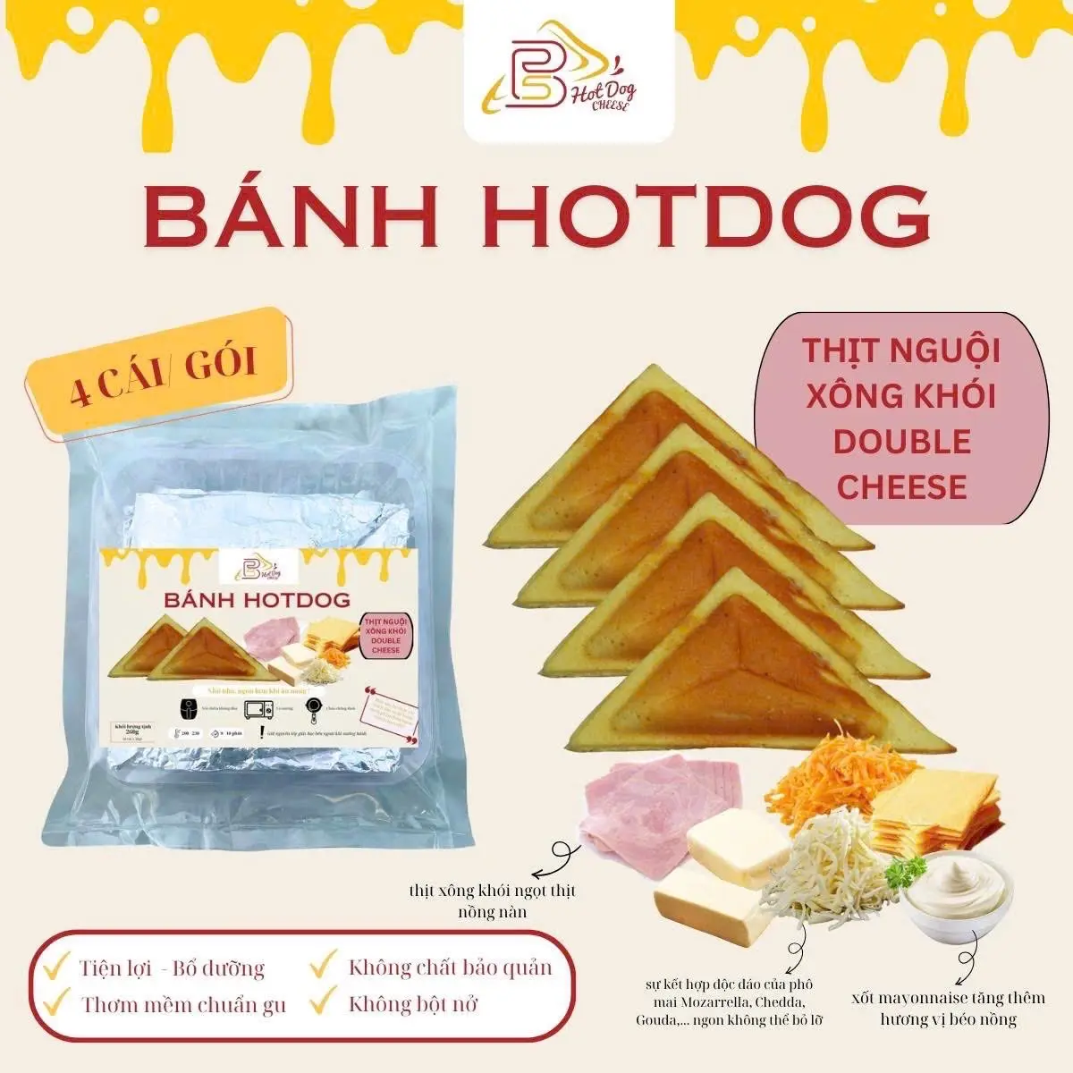Hình ảnh Hotdog Ham double cheese 