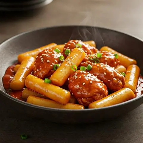 Hình ảnh Gà Viên Tokbokki Xốt Cay (Gà Viên + Bánh Gạo)