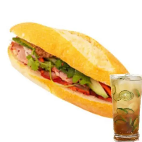 Hình ảnh Bánh Mì Pate Xúc Xích + Trà Tắc 