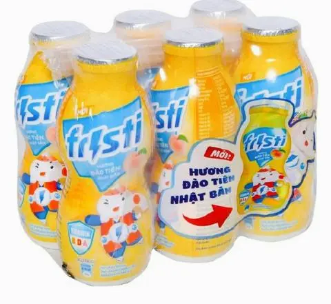 Hình ảnh Lốc 6 Chai Sữa Đào Tiên Fristi 80ml, Sữa Chua Uống Đào Vàng Thơm Ngon Trẻ Em