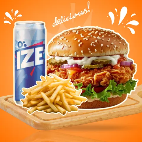 Hình ảnh Set Burger Gà Chiên nguyên miếng sốt Pickleback Mayo