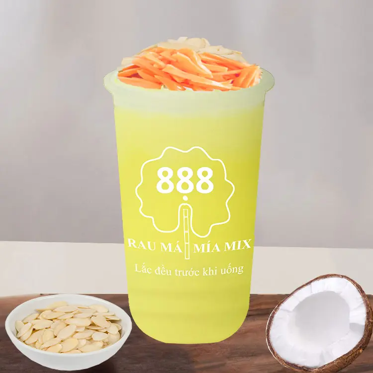 Hình ảnh CB4 : Nước mía mix sữa dừa topping hạnh nhân + thạch Lá Dứa 