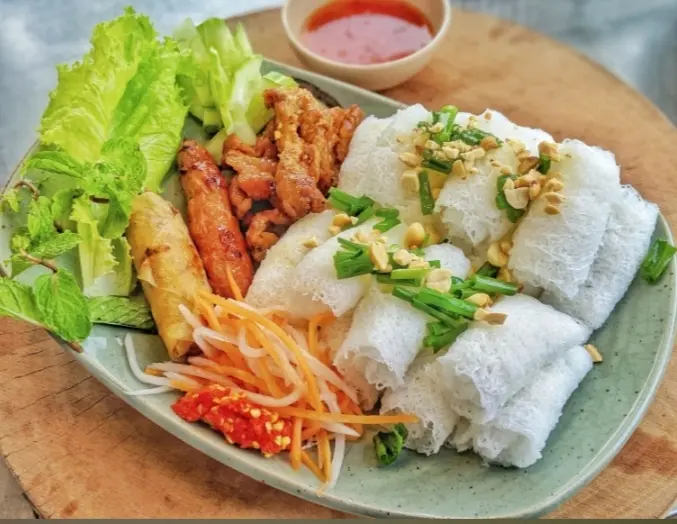 Hình ảnh Bánh hỏi thịt nướng + nem nướng + chả giò