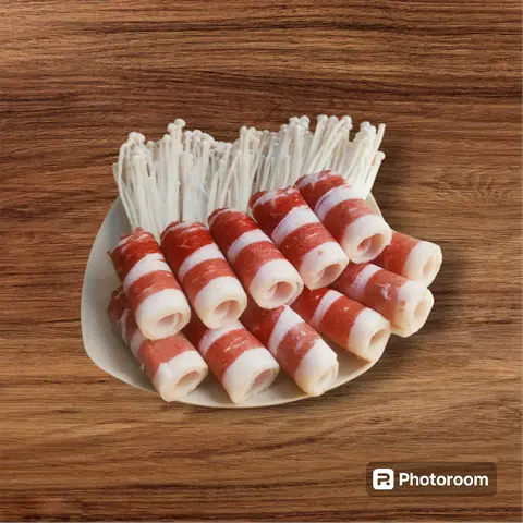 Hình ảnh Set bò cuộn + nấm kim châm