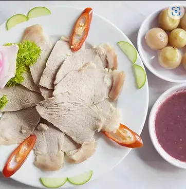 Hình ảnh CƠM THỊT LUỘC MẮM TÔM