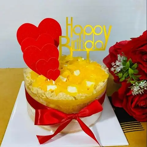 Hình ảnh Bánh Trứng Sinh Nhật Tìm Đỏ  Size 16cm. Trang trí ý hình.