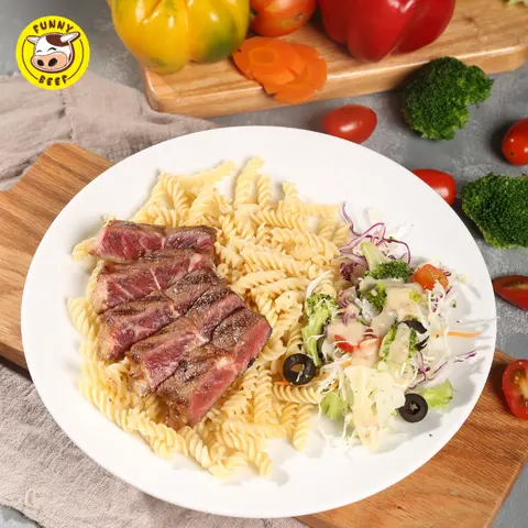 Hình ảnh Nui beefsteak (100gr bò mỹ) (fusilli - 100gr american beef)