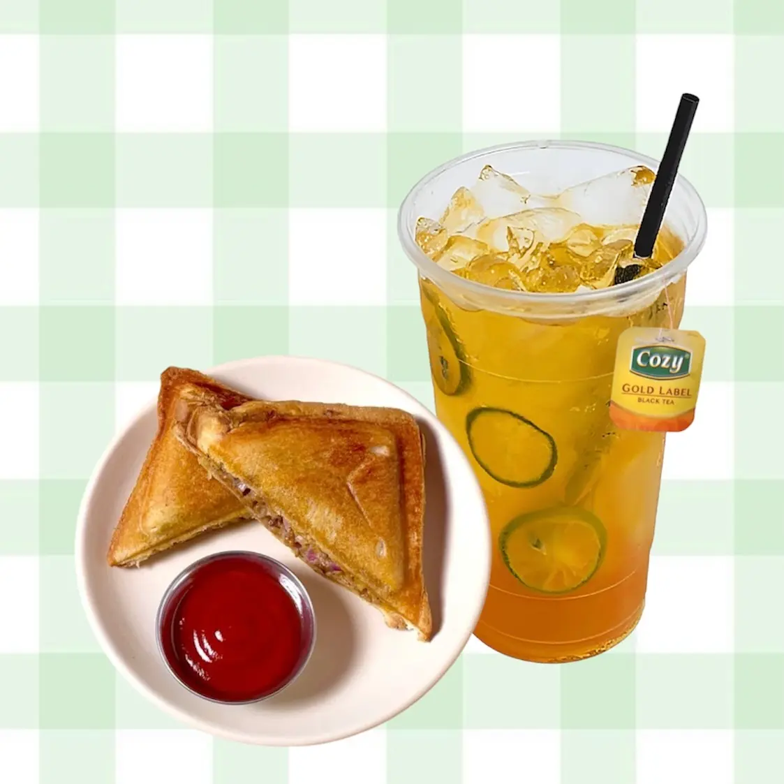 Hình ảnh Combo 1 trà tắc M + 2 sandwich nướng giòn