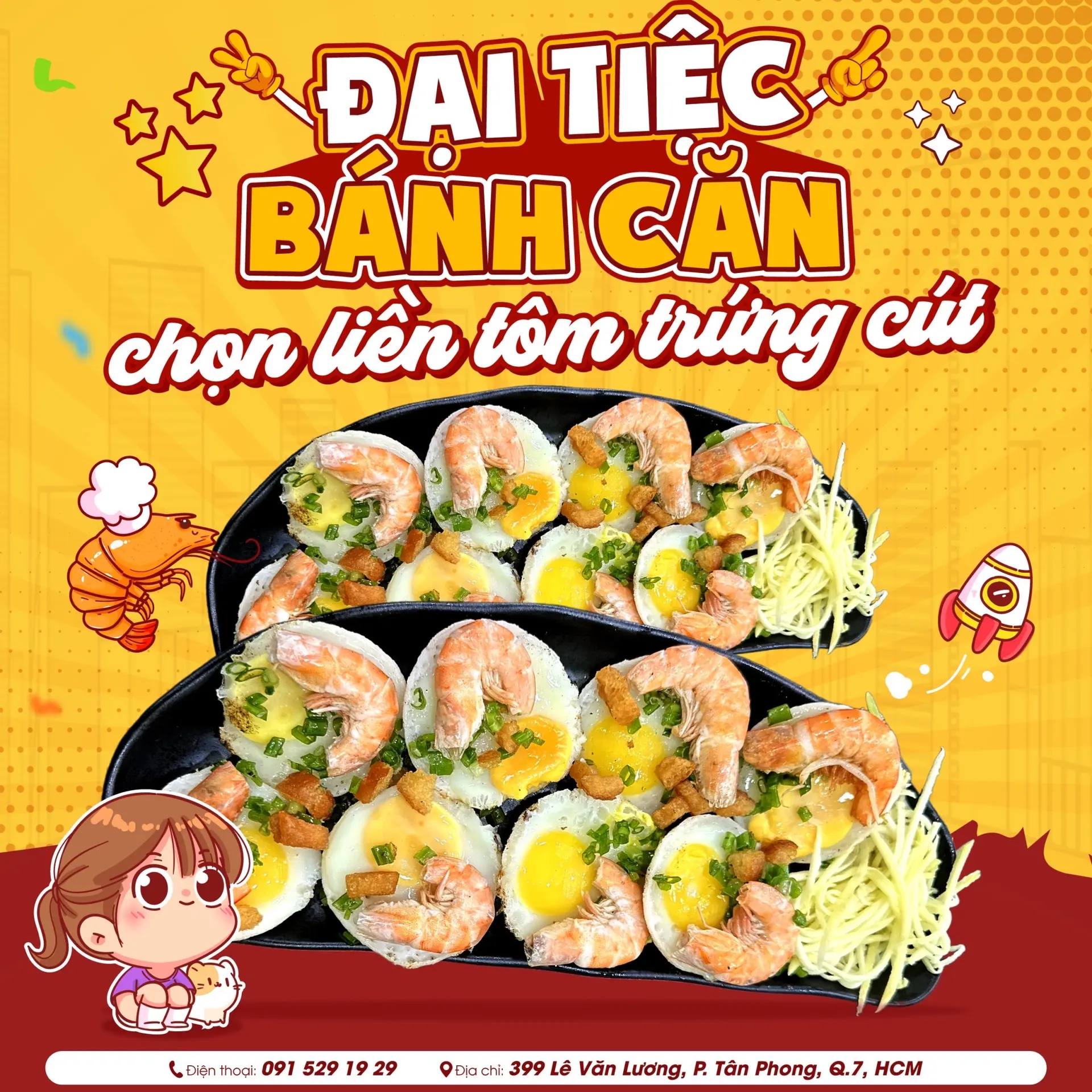 Hình ảnh Bánh căn tôm trứng cút