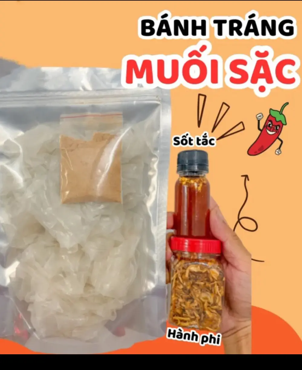 Hình ảnh Combo 300 gr bánh tráng phơi sương muối sặc hành phi ớt rim 
