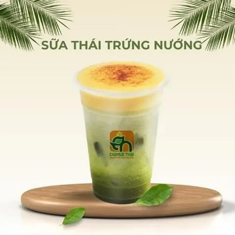 Hình ảnh Trà sữa Thái xanh trứng nướng