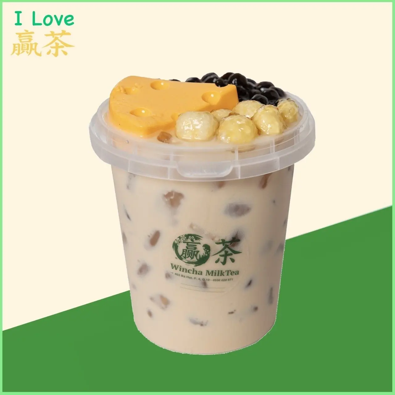 Hình ảnh Ly Trà Sữa Phômai Jerry và Phômai viên Size L 700ML