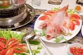 Hình ảnh Lẩu cá diêu hồng nhỏ - gỏi bò cà pháo nhỏ - 2 bò lá lốt - 2 bò mỡ chài