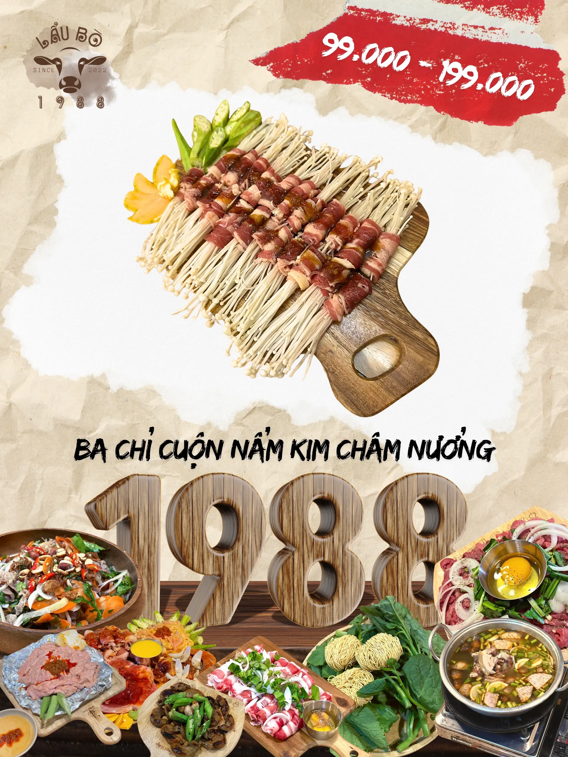 Hình ảnh Ba chỉ bò cuộn nấm nướng